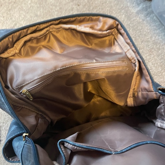 Blue book bag with matching pouch wristlet - Picture 2 of 7